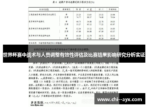 世界杯赛中战术与人员调整有效性评估及比赛结果影响研究分析实证 世界杯赛中战术与人员调整有效性评估及比赛结果影响研究分析实证
