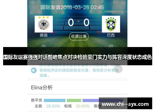 国际友谊赛强强对话前瞻焦点对决检验豪门实力与阵容深度状态成色
